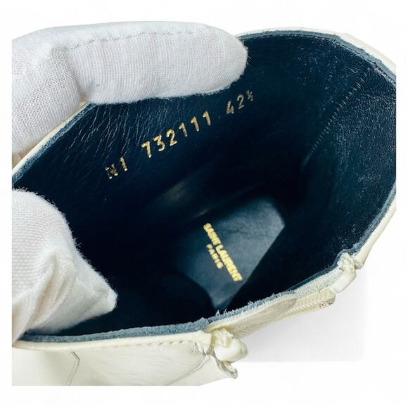 NIB Saint Laurent Vassili Boots EU 42.5 US 9.5 Smooth Leather Ivory White $1,250 - Picture 12 of 13